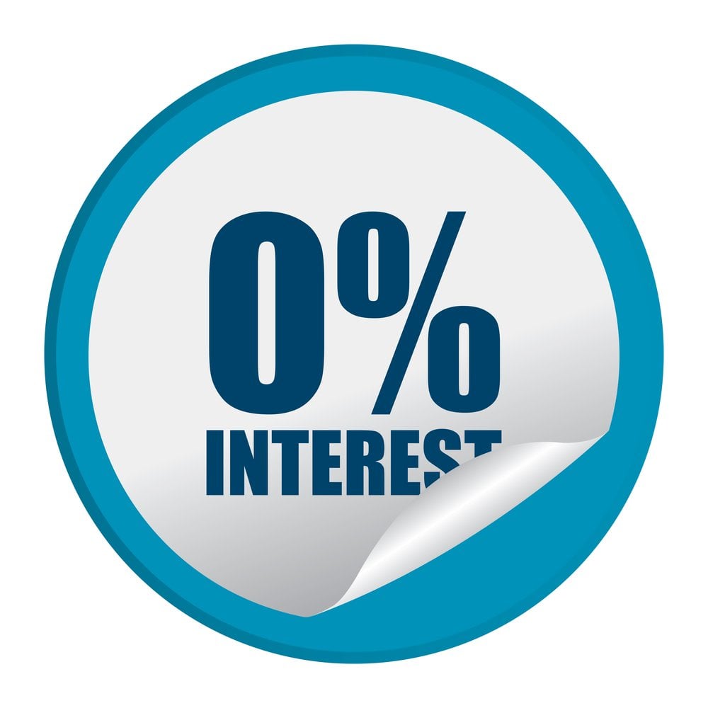 image of a sign saying 0% interest