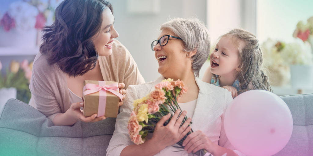 Three mothers sat celebrating mothers day