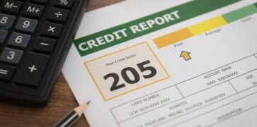 Low credit score report on paper represents poor credit history