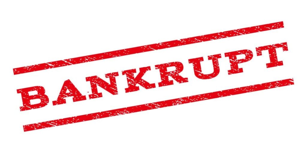 Bankrupt stamping on white background