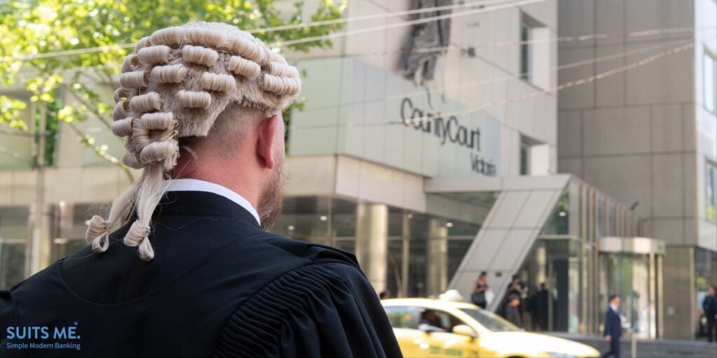 Judge in front of County Court Selective focus on the back of the head of the judge. CCJ Concept