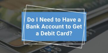 faded picture of a stack of debit cards with a blue and white text box