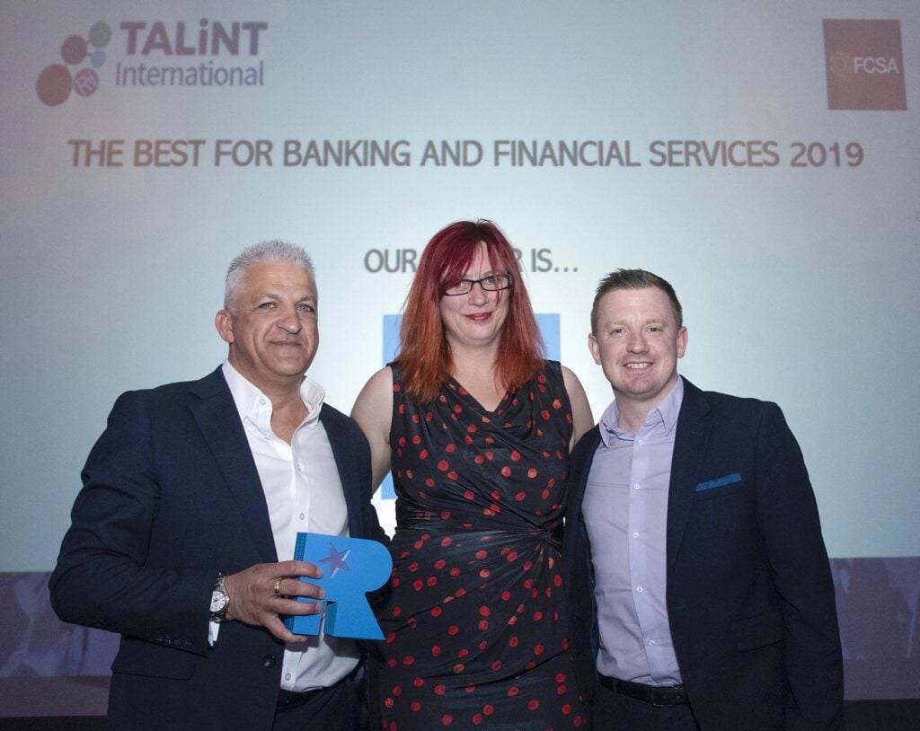 Keith Poole, John Oakley from Suits ME accepting RI Award  'The Best for Financial Banking and Financial Services' 2019