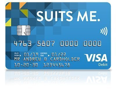 Image of a blue Suits Me® Prepaid Visa Card