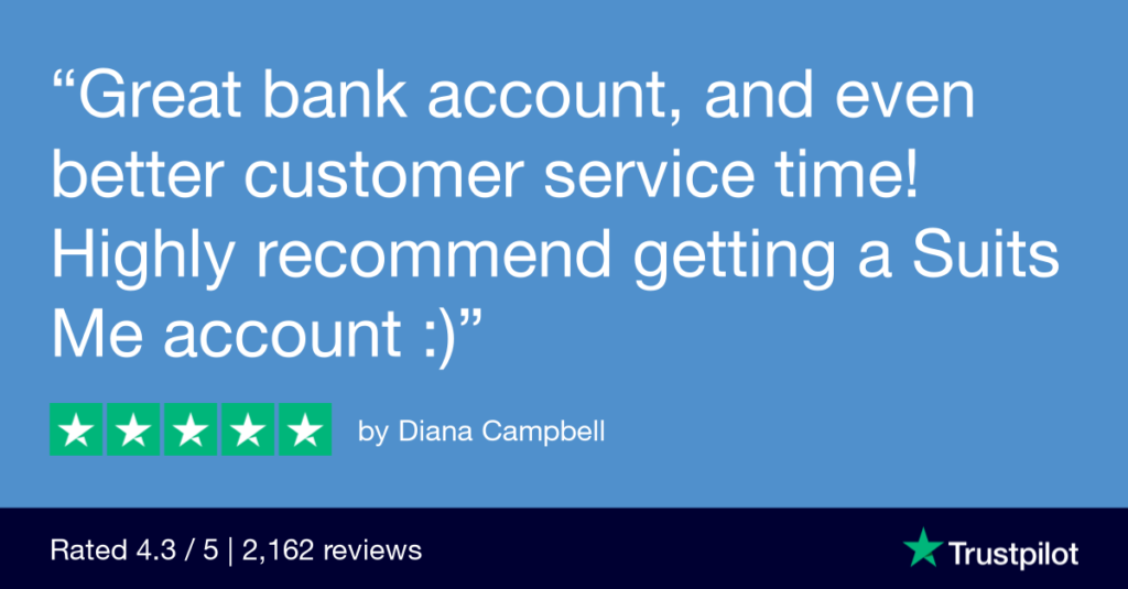 5 star Trustpilot Review complementing the Suits Me® account and customer service team