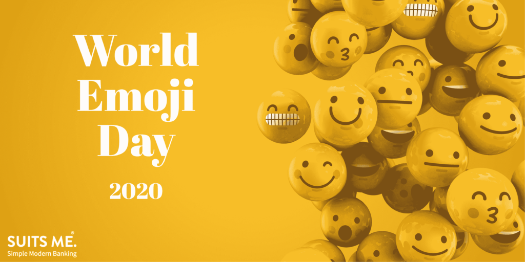 World Emoji Day 2020 on yellow background with different emoji expressions