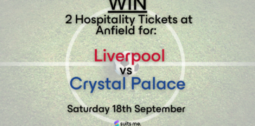 Football pitch background with red, blue and black text over the top announcing a competition