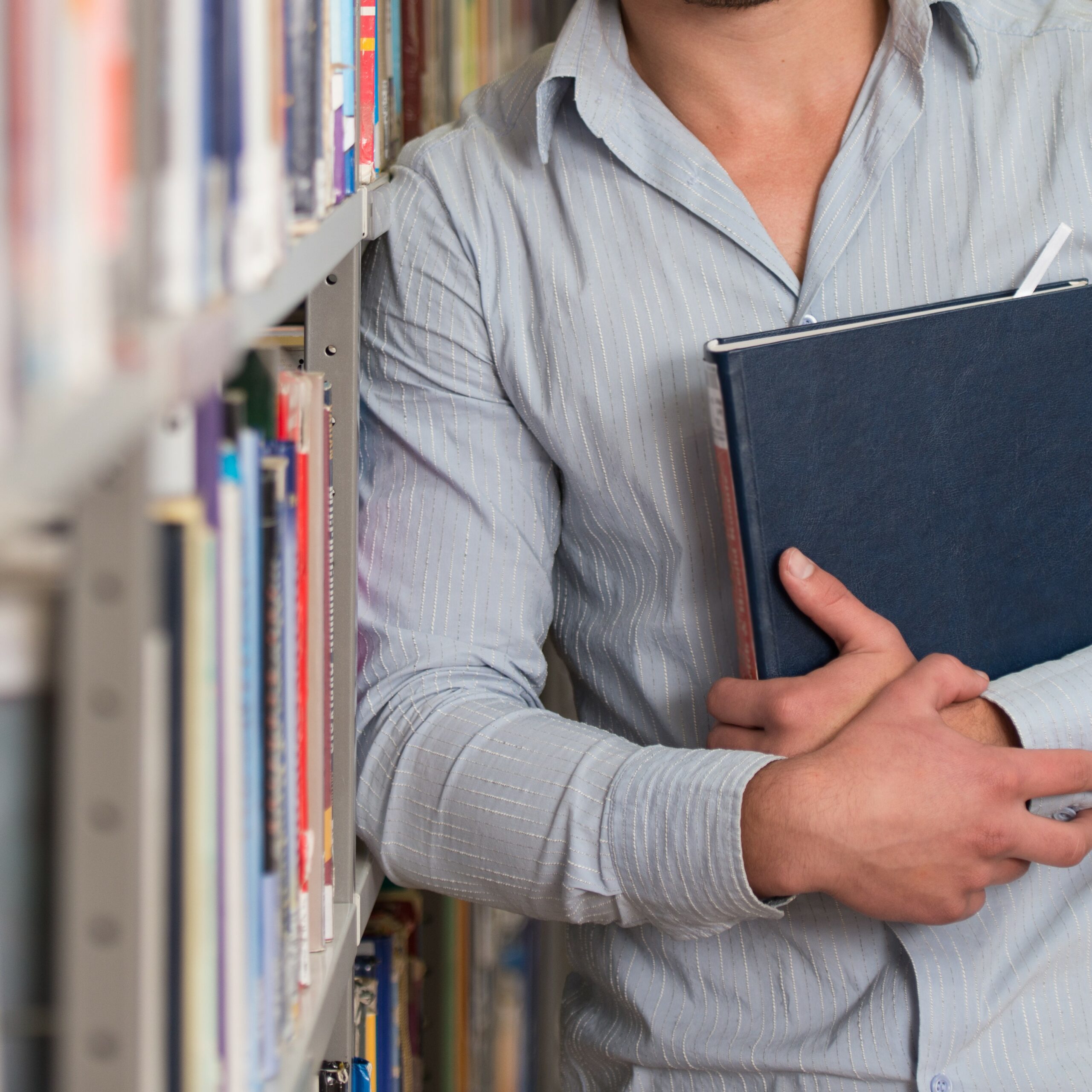 International Student in a library