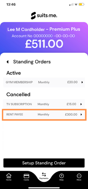 Standing order showing as cancelled