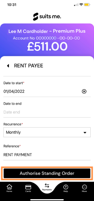 Authorise Standing Order