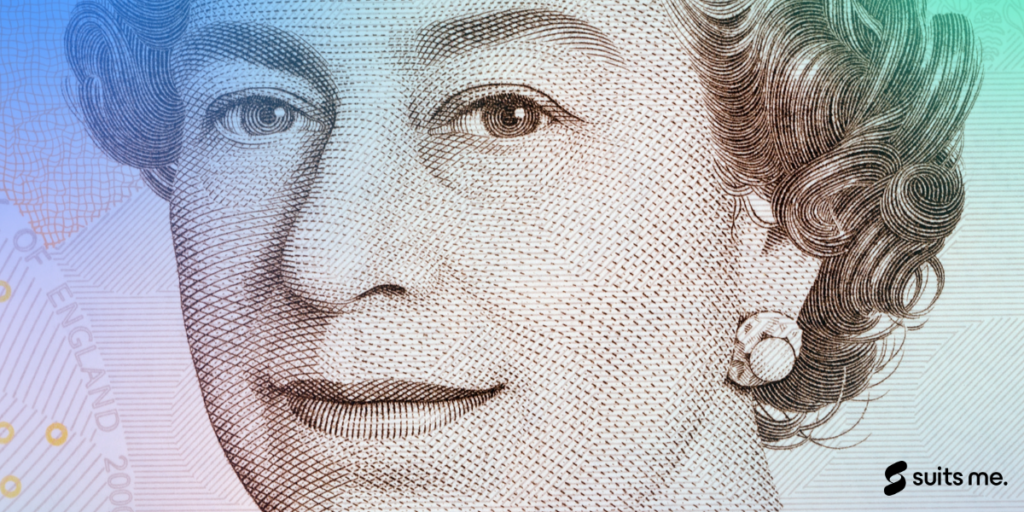 Image of the queens face on a bank note