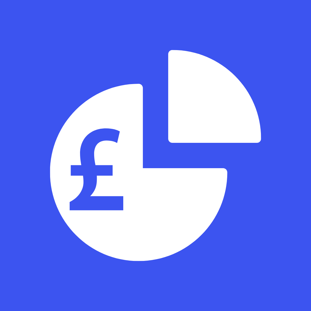 Blue background with a circle with a cut out showing the interchange fees