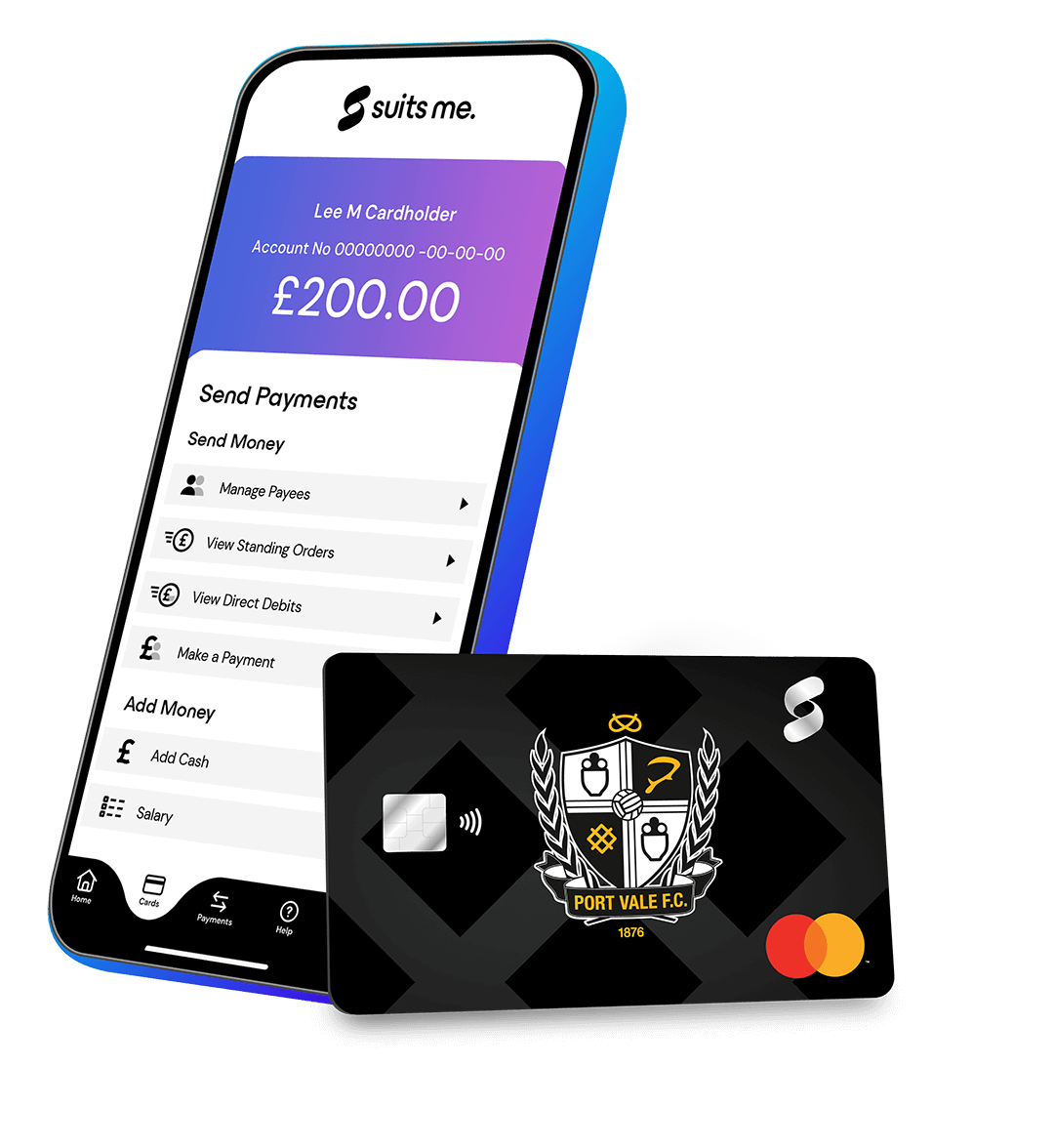 Port Vale FC debit card and Suits Me app