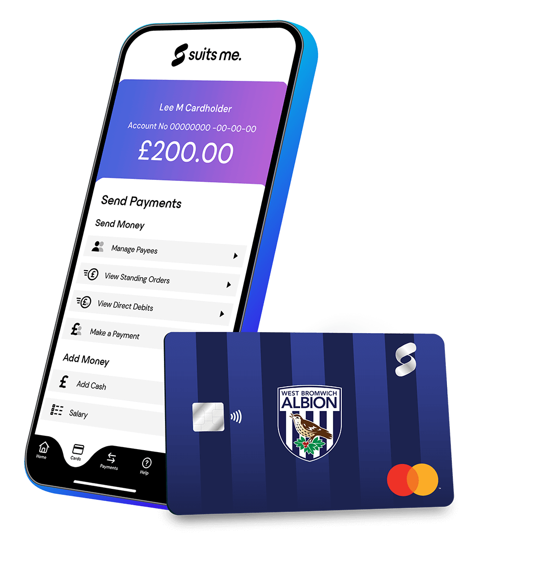 Suits Me app and West Bromwich Albion FC debit card